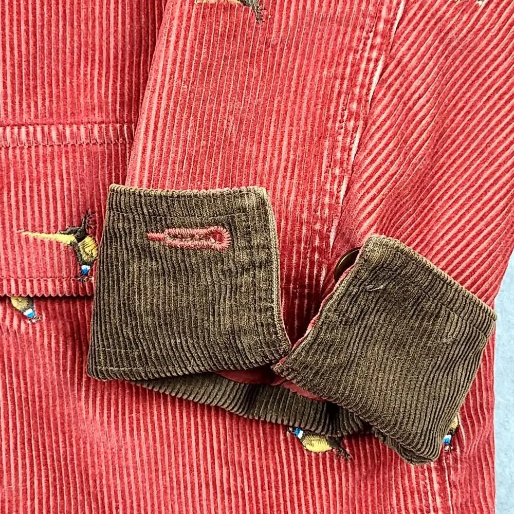 LL Bean Vintage Archive Red Corduroy Pheasant Barn Jacket Coat Women’s Medium - Picture 12 of 16